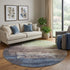 8' X 8' Coffee Green And Blue Abstract Washable Round Rug With UV Protection