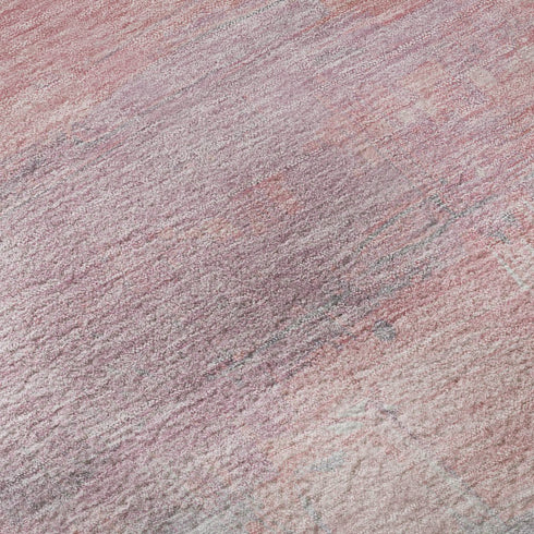 5' X 8' Salmon Silver And Teal Abstract Washable Area Rug With UV Protection