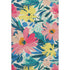5' X 8' Blush Yellow And Blue Floral Washable Area Rug With UV Protection