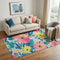 5' X 8' Blush Yellow And Blue Floral Washable Area Rug With UV Protection