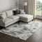 8' Gray Silver And Charcoal Floral Washable Area Rug With UV Protection