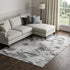 8' Gray Silver And Charcoal Floral Washable Area Rug With UV Protection