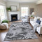 9' X 12' Gray Silver And Charcoal Floral Washable Area Rug With UV Protection
