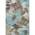 5' X 8' Khaki Teal And Green Floral Washable Area Rug With UV Protection