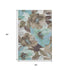 5' X 8' Khaki Teal And Green Floral Washable Area Rug With UV Protection