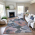 8' Pewter Salmon And Gray Floral Washable Area Rug With UV Protection