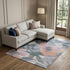 8' Pewter Salmon And Gray Floral Washable Area Rug With UV Protection