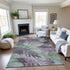 8' Lavender And Mint Green Floral Washable Area Rug With UV Protection