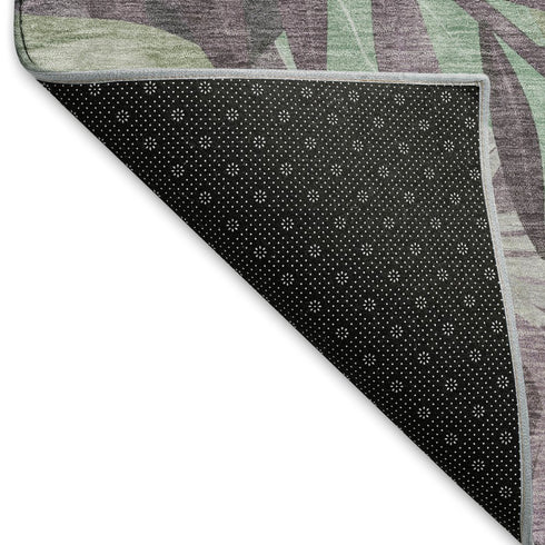 8' Lavender And Mint Green Floral Washable Area Rug With UV Protection