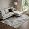 8' Lavender And Mint Green Floral Washable Area Rug With UV Protection