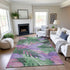 8' Sage Purple And Blush Floral Washable Area Rug With UV Protection