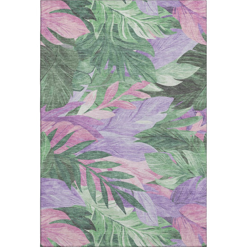 8' Sage Purple And Blush Floral Washable Area Rug With UV Protection