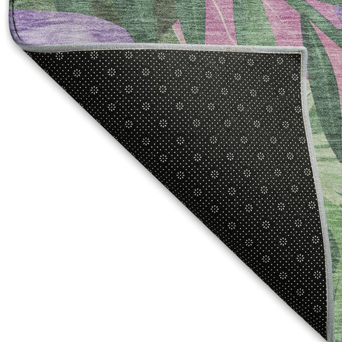 8' Sage Purple And Blush Floral Washable Area Rug With UV Protection