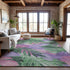 8' Sage Purple And Blush Floral Washable Area Rug With UV Protection