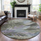 8' X 8' Taupe Lavender And Olive Green Floral Washable Round Rug With UV Protection
