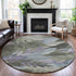 8' X 8' Taupe Lavender And Olive Green Floral Washable Round Rug With UV Protection