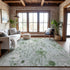9' X 12' Mint Green And Ivory Floral Washable Area Rug With UV Protection
