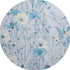 8' X 8' Sky Blue And Ivory Floral Washable Round Rug With UV Protection