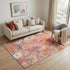 5' X 8' Blush Orange And Ivory Floral Washable Area Rug With UV Protection