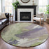 8' X 8' Artichoke Green Ivory And Taupe Abstract Washable Round Rug With UV Protection