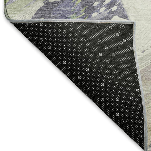 8' X 8' Artichoke Green Ivory And Taupe Abstract Washable Round Rug With UV Protection
