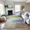 9' X 12' Artichoke Green Lavender And Ivory Abstract Washable Area Rug With UV Protection