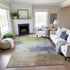 9' X 12' Artichoke Green Lavender And Ivory Abstract Washable Area Rug With UV Protection