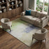 9' X 12' Artichoke Green Lavender And Ivory Abstract Washable Area Rug With UV Protection