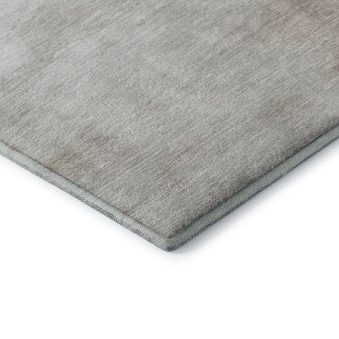 8' X 8' Beige Gray And Silver Abstract Washable Round Rug With UV Protection