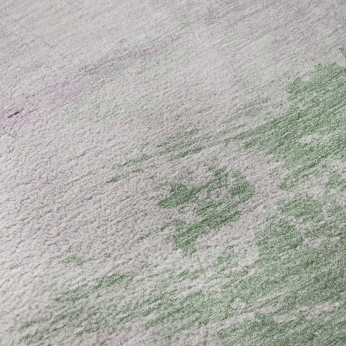 5' X 8' Lilac Green And Pink Abstract Washable Area Rug With UV Protection