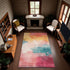 8' Pink Gold And Teal Abstract Washable Area Rug With UV Protection