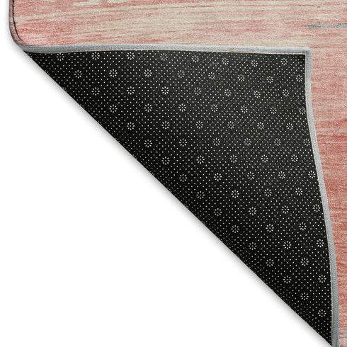 8' Pink Gold And Teal Abstract Washable Area Rug With UV Protection