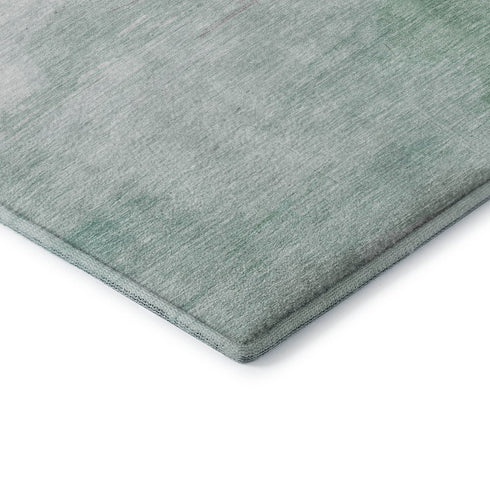 8' X 8' Pale Aqua Gray And Silver Abstract Washable Round Rug With UV Protection