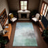 8' Pale Aqua Gray And Silver Abstract Washable Area Rug With UV Protection