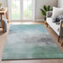 8' Pale Aqua Gray And Silver Abstract Washable Area Rug With UV Protection