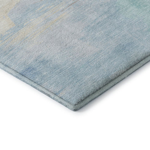 8' X 8' Sky Blue Lavender And Beige Abstract Washable Round Rug With UV Protection