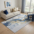 5' X 8' Blue Gold And Ivory Abstract Washable Area Rug With UV Protection