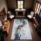 9' X 12' Blue Gold And Ivory Abstract Washable Area Rug With UV Protection