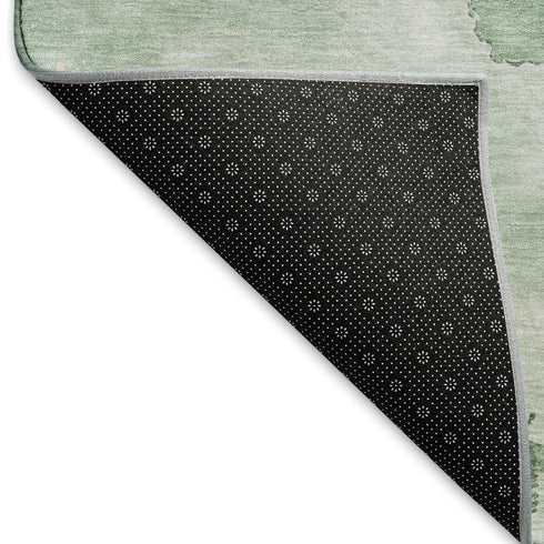 5' X 8' Green Taupe And Ivory Abstract Washable Area Rug With UV Protection
