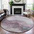 8' X 8' Lavender Blue And Ivory Abstract Washable Round Rug With UV Protection