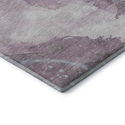 8' X 8' Lavender Blue And Ivory Abstract Washable Round Rug With UV Protection