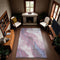 9' X 12' Mauve Blue And Ivory Abstract Washable Area Rug With UV Protection