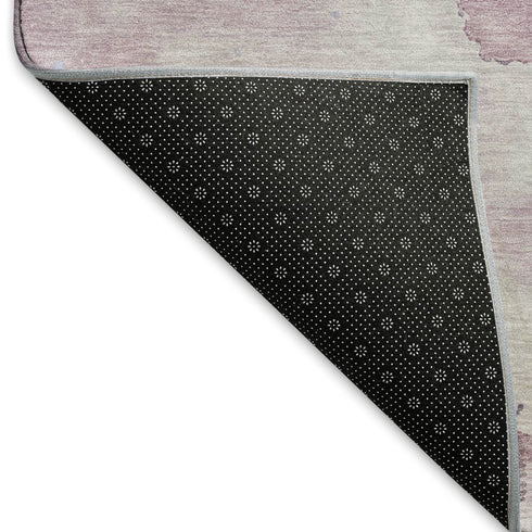 9' X 12' Mauve Blue And Ivory Abstract Washable Area Rug With UV Protection