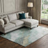 8' Teal Green And Ivory Abstract Washable Area Rug With UV Protection