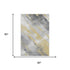 5' X 8' Gold Gray And Ivory Striped Washable Area Rug With UV Protection