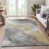 8' Gold Gray And Ivory Striped Washable Area Rug With UV Protection