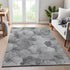 8' Gray Silver And Charcoal Floral Washable Area Rug With UV Protection