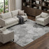 8' Gray Silver And Charcoal Floral Washable Area Rug With UV Protection