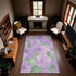 8' Lavender And Green Floral Washable Area Rug With UV Protection