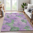 8' Lavender And Green Floral Washable Area Rug With UV Protection